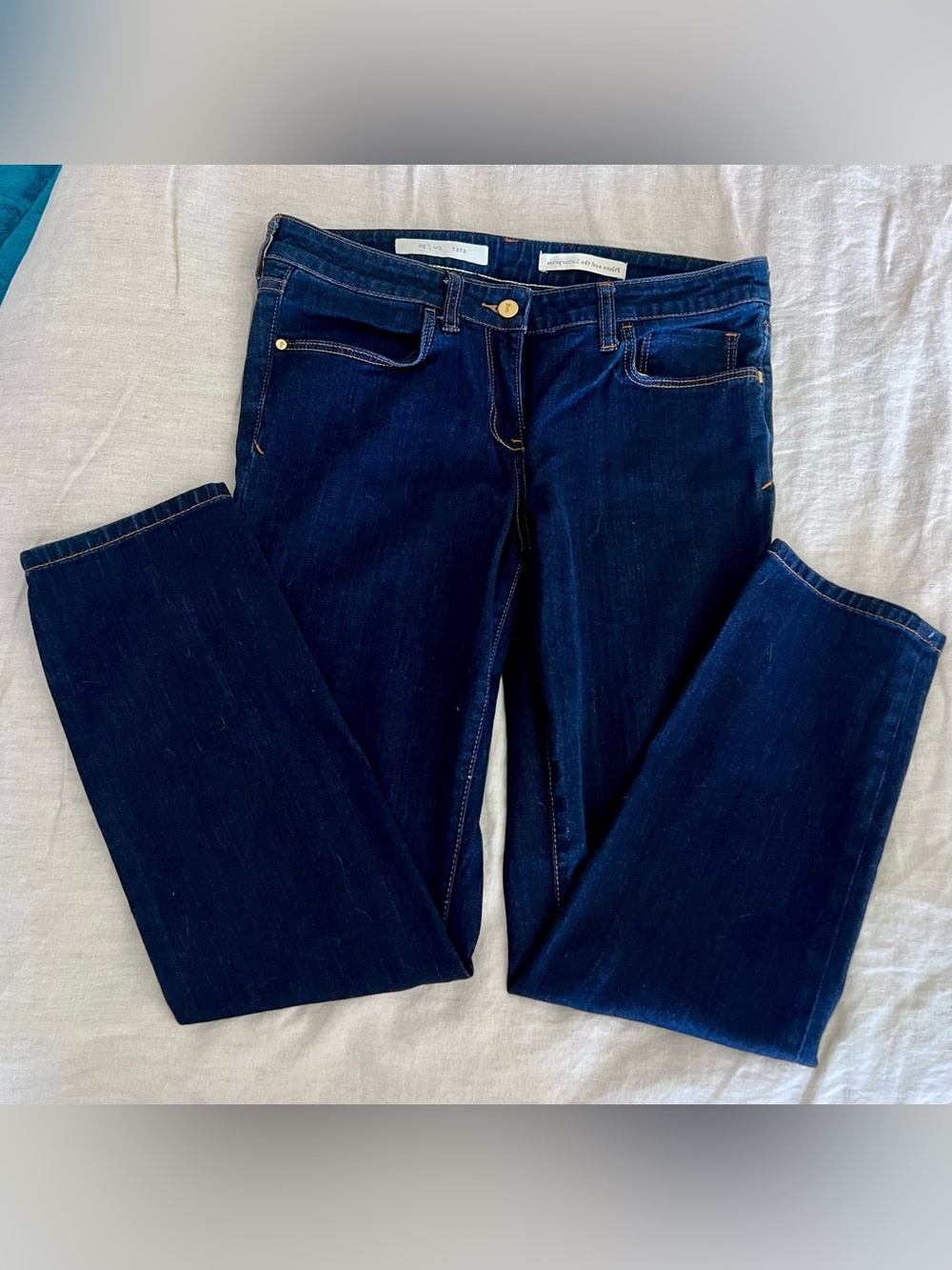 New Pilcro and the Letterpress Women's Straight Leg Jeans in Deep Indigo